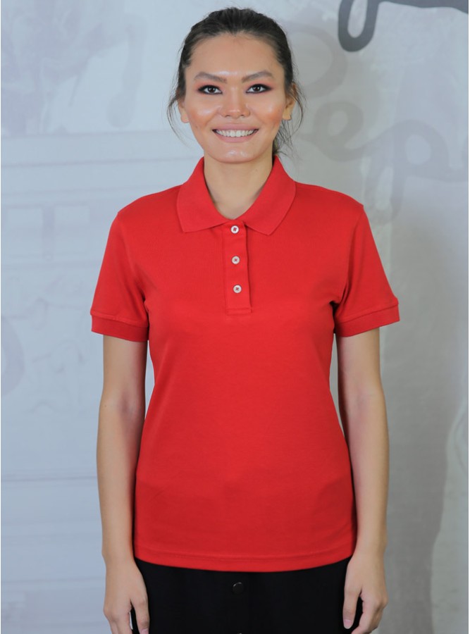 Polo Yaka Regular Fit Kadın Premium T-Shirt Kırmızı