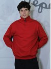 Fermuarlı Unisex Boğazlı Sweatshirt Kırmızı