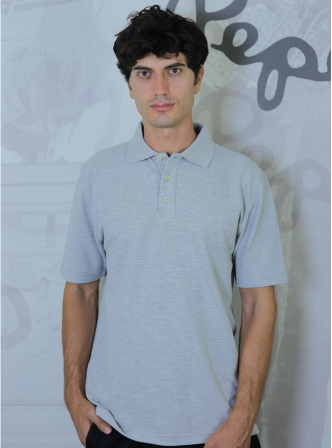 Polo Yaka Regular Fit Erkek Pike T-Shirt Gri Melanj