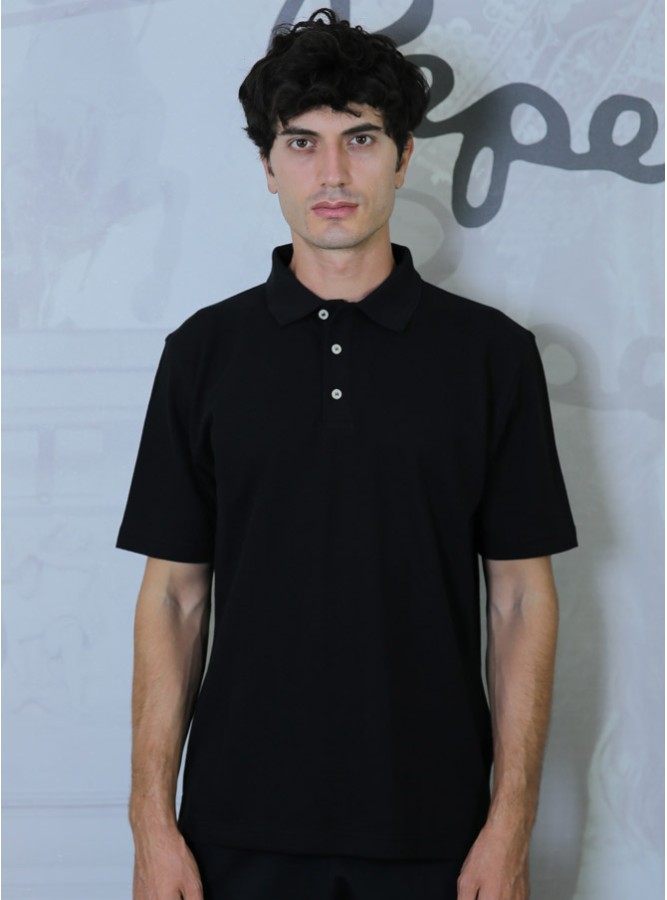 Polo Yaka Regular Fit Erkek Pike T-Shirt Siyah