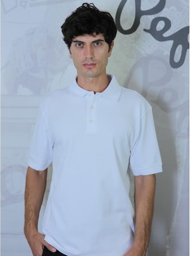 Polo Yaka Regular Fit Erkek Premium T-Shirt Beyaz