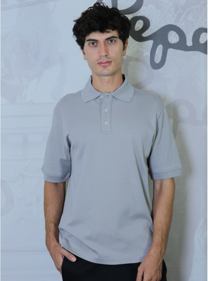 Polo Yaka Regular Fit Erkek Premium T-Shirt Gri